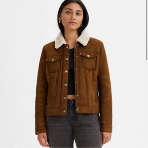 Shearling lined trucker jacket